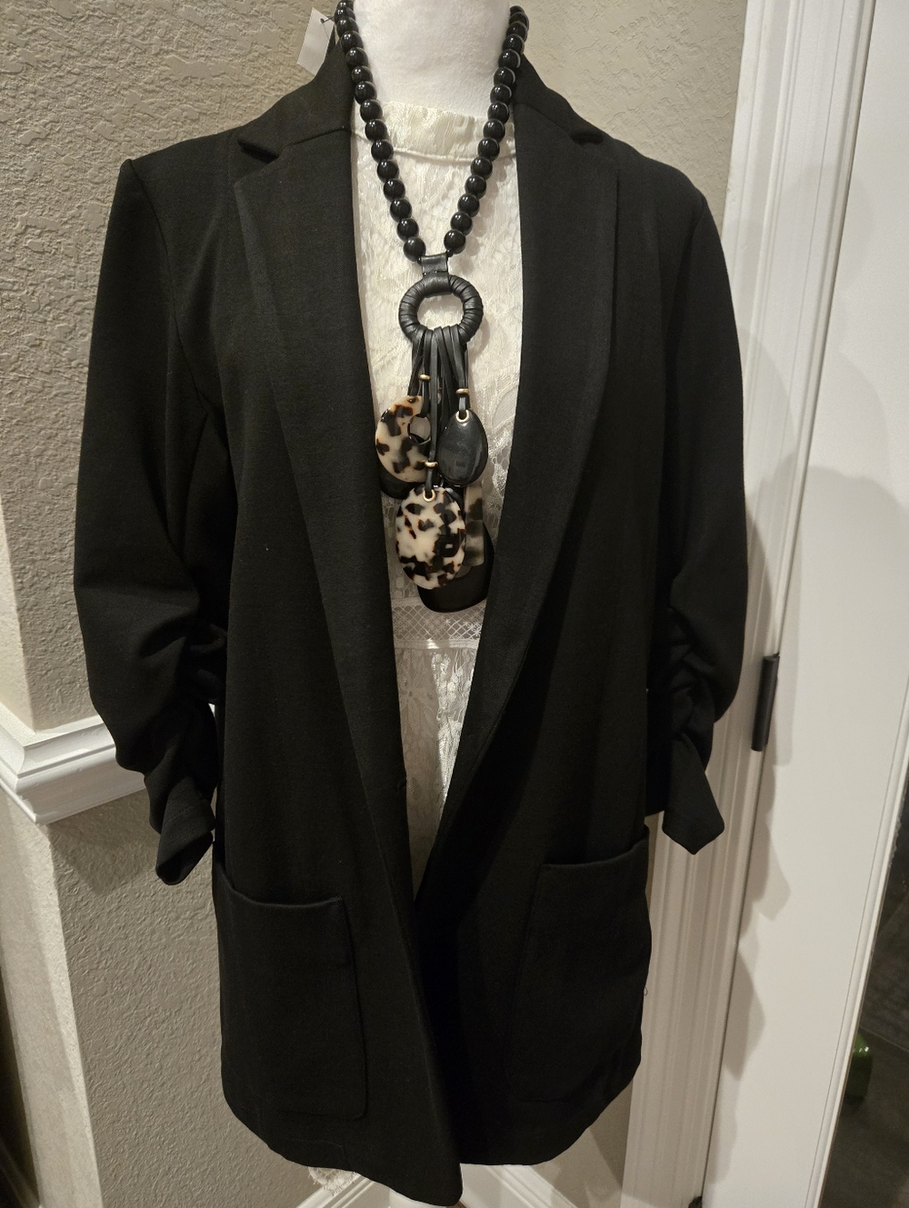 Max Studio Shirred Sleeve Blazer, Medium